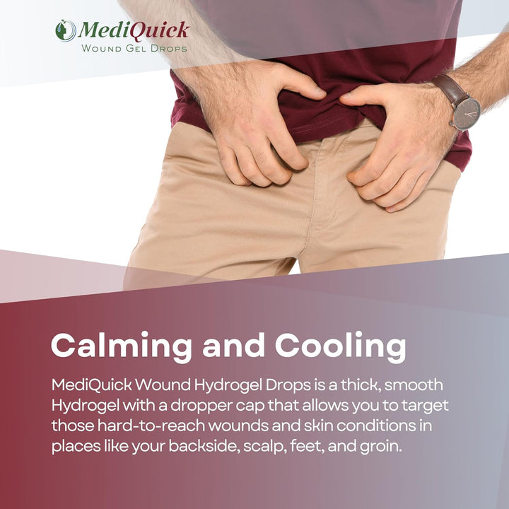 MediQuick Wound Gel Drops (4oz ) First Aid works on contact and lasts for 12 hours. Stays in the wound or where applied. Non-toxic, Sting Free, and helps to speed Healing Cuts, Acne, Burns, Eczema Itch, Rashes & More. Adults Kid & Pets All Natural