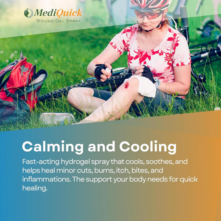 MediQuick Gel (4oz) First Aid Spray: Smooth consistency, covers large areas, cleans and speeds healing. Starts on contact, lasts 12 hours. No Sting. Ideal for Cuts, Burns, Acne, Itchy Eczema, Rashes & more. Safe for Adults, Kids & Pets. All Natural.